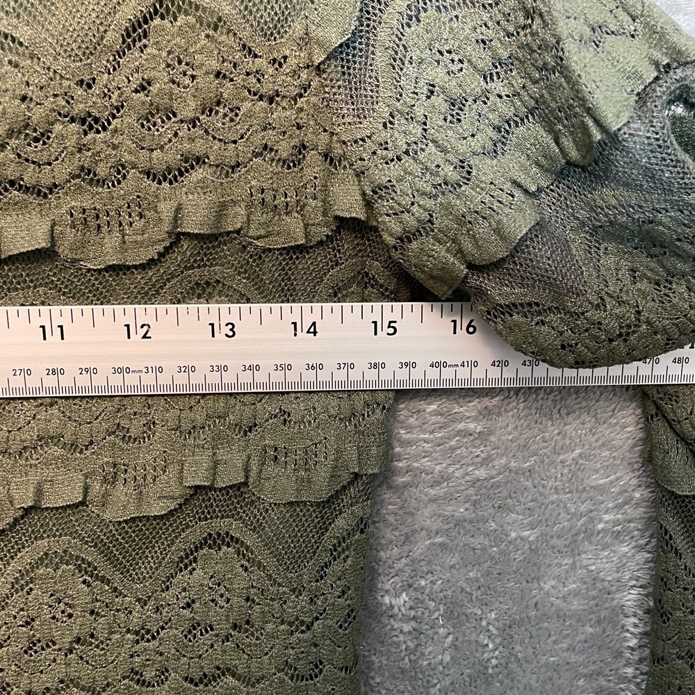 Womens Lace Textured Sheer* Mock Neck Top S Whimsigoth Fairy Grunge Y2K Festival - Picture 8 of 11